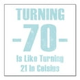 thumbnail image 1 of DistinctInk Custom Bumper Sticker - 8" x 8" Decorative Decal - White Background - Turning 70 is Like Turning 21 in Celsius, 1 of 2