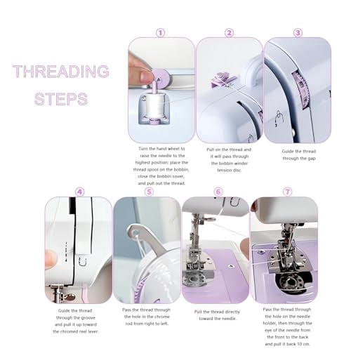 Beginner-Friendly Sewing Machine,12 Built-In Stitches,2 Speeds,Foot Pedal,Portable Design With Sewing Kit (Purple)