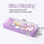 Ristpal Pop up Multi Function Pencil Case l(6-12), Cute Cartoon Pencil Box with Sharpener, Schedule, Whiteboard(Purple)