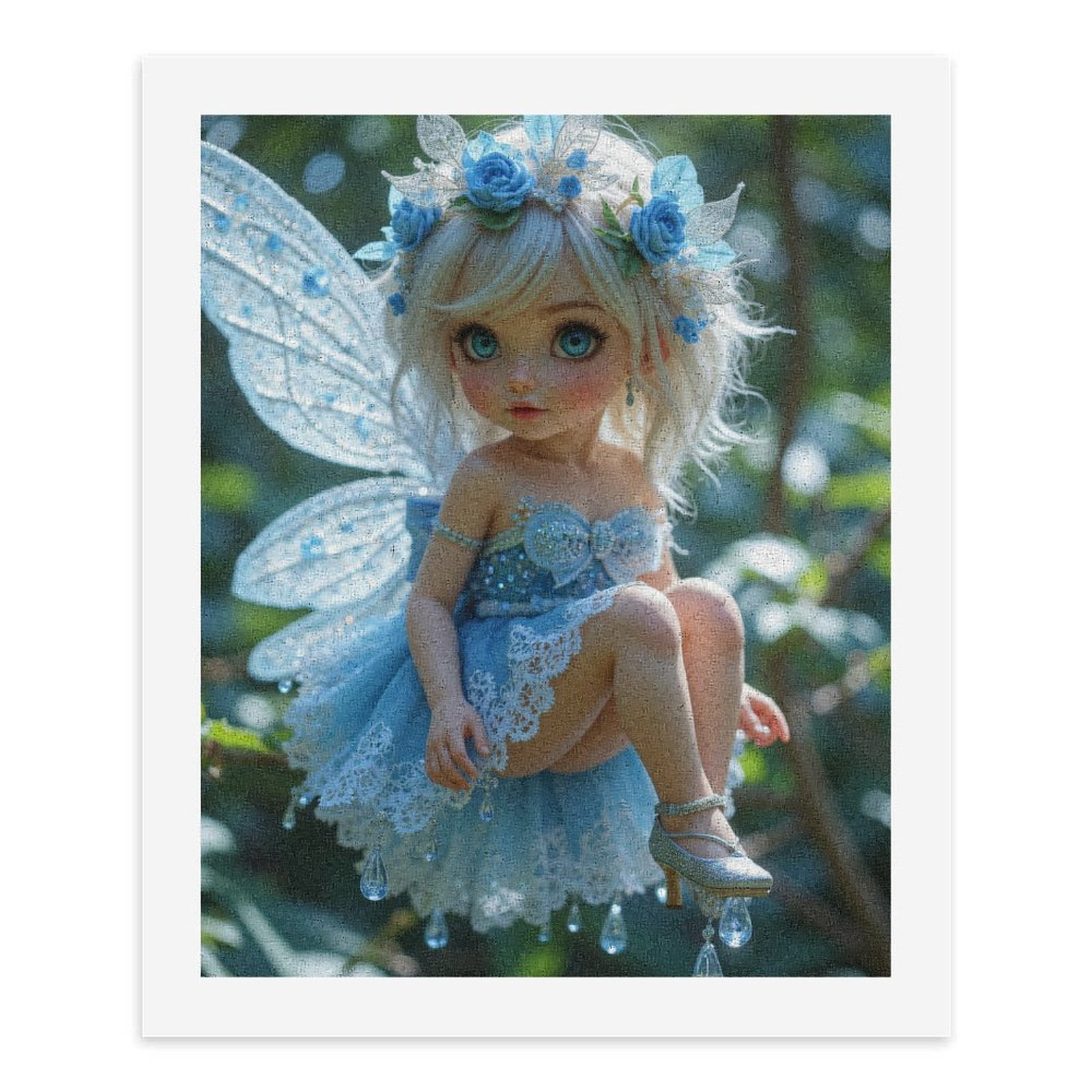 Paint By Numbers Kit for Adults Beginner - Blue Fairy Doll With Floral Crown DIY Canvas Painting Kits for Adults, Frameless Paint By Number for Adults for Home Wall Decor 16x20 Inch