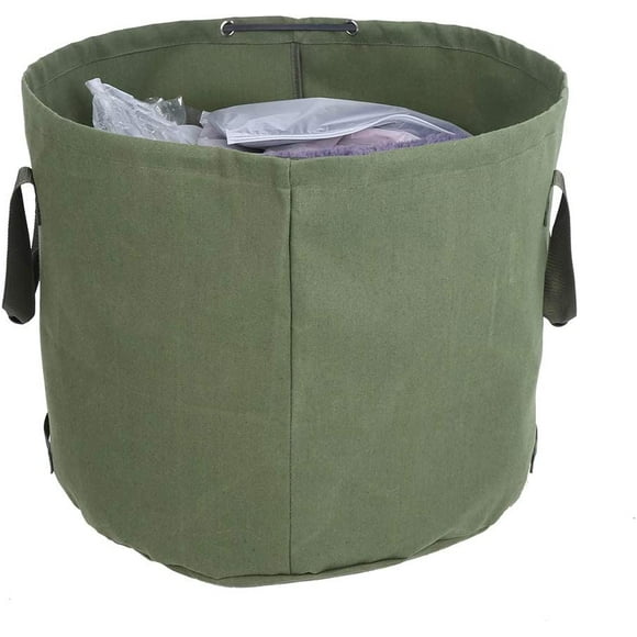 GHSDFBB Waste Bag Portable Waterproof Reusable Canvas Garden Lawn Leaf Trash Waste Bag Container Storage Tote Leaf Waste Bag