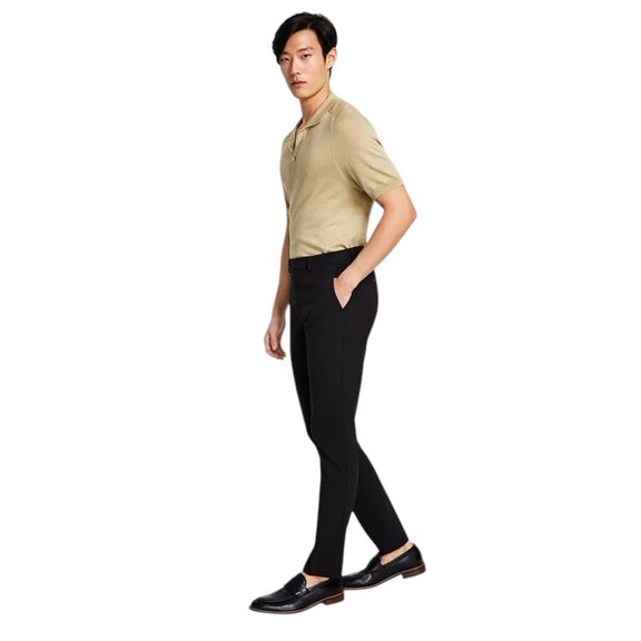 Calvin Klein Mens Skinny fit Dress Pants 38 / 32 Black Solid Stretch