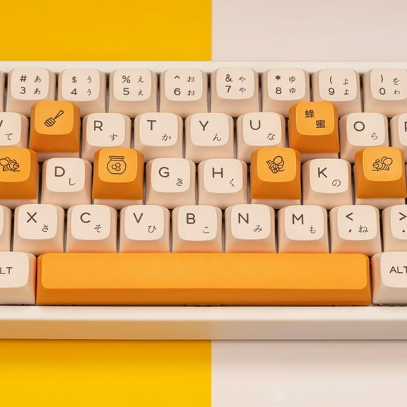 Honey Milk Theme 140 Keys English Mechanical Keyboard XDA Profile DYE-Sub PBT Keycap Keyboard PBT material Keycap for Mechanical Gaming Keyboard Keycaps Set for Mechanical Gaming Keyboard