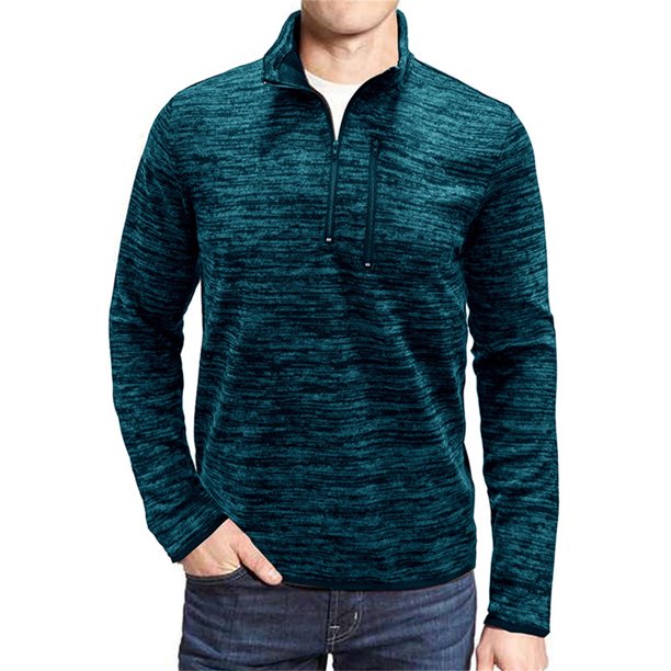 Txlixc Pullover de hombre, chaqueta de manga larga con cuello de color de contraste, cremallera Txlixc moda