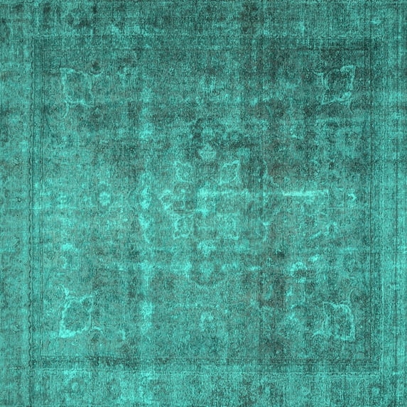 Ahgly Company Indoor Square Persian Turquoise Blue Traditional Area Rugs, 7' Square