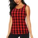 thumbnail image 1 of Balery Retro red and Black Houndstooth Camiseta sin mangas estampada ligera para mujer, tops de entrenamiento sin mangas, camisetas de yoga transpirables de secado rápido.-XX-Large, 1 of 7