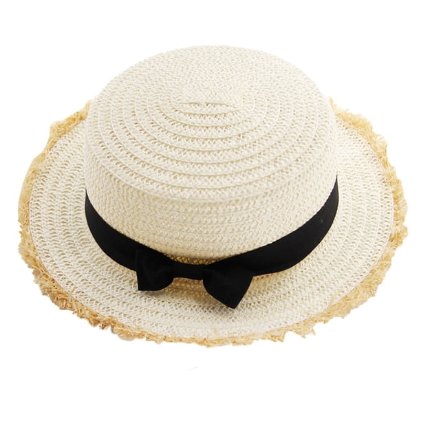 Sombrero de paja para mujer con circunferencia de 56-58 cm, sombrero para el sol, protector solar, para exteriores, con lazo, sombrero de copa plana, sombrero de playa, sombrero para el sol