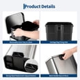 thumbnail image 4 of Garvee Bote de Basura 30L de Acero Inoxidable con Pedal y Tapa de Cierre Suave – Incluye Cubo Interior, para Cocina y Oficina, 4 of 9