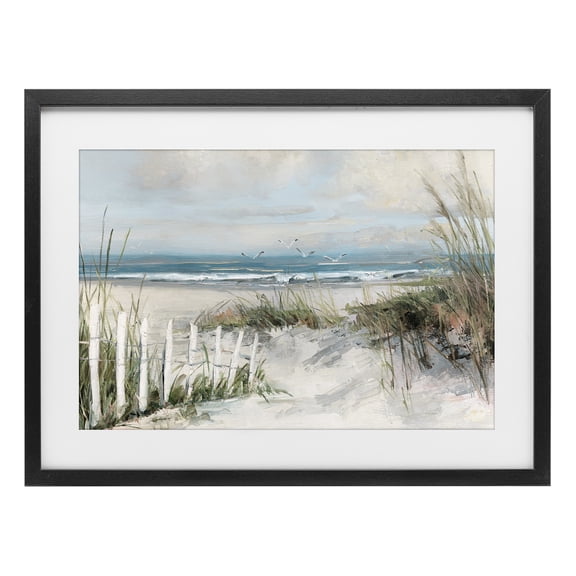 Stupell Industries Transitional Dunes With Weathered Fence Black Framed Print Under Glass, 20 x 14, by Sally Swatland