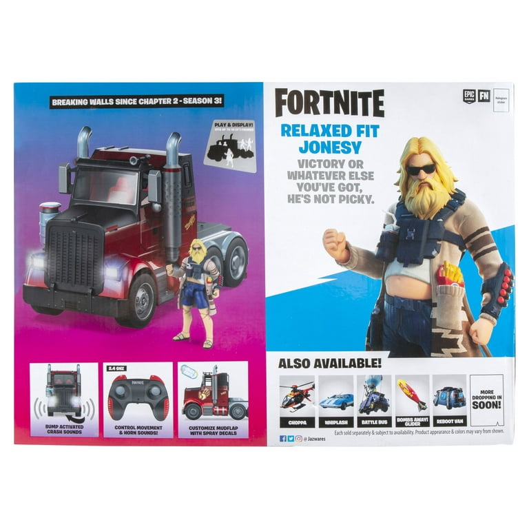 Fortnite Feature Deluxe Mudflap RC Vehicle, Electronic Vehicle with 4-inch  Articulated Relaxed Jonesy Figures and Accessory