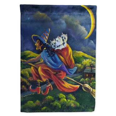 Carolines Treasures PPP3139CHF Westie Halloween Witch Flag Canvas House Size  Large multicolor