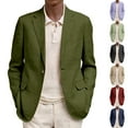thumbnail image 4 of Men's Lightweight Casual Solid Color Notch Lapel Single-Button Blazer, Navy Blue, Size L, 4 of 4