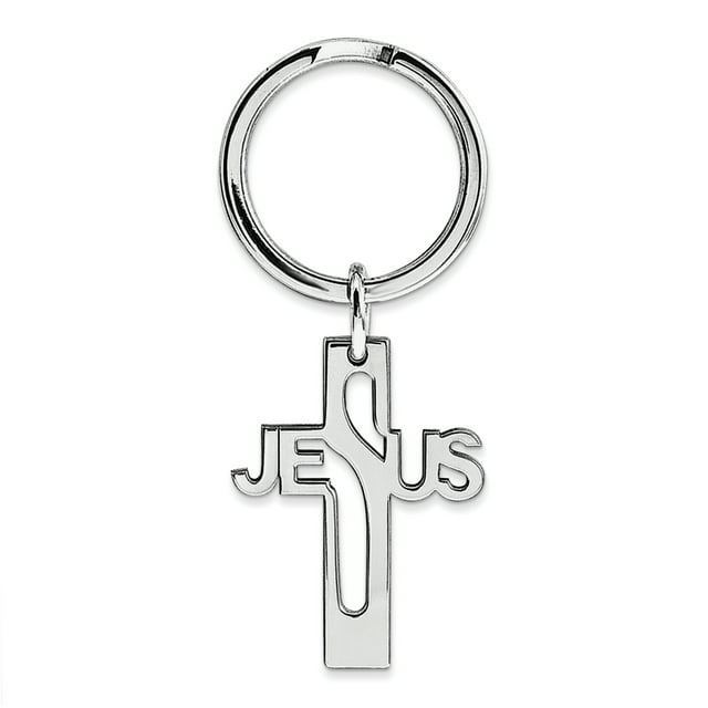 925 Sterling Silver Jesus Cross Religious Key Band Ring Size Visor Clip