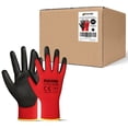 thumbnail image 1 of Dulfine Guantes De Trabajo De Seguridad Recubiertos De Pu, 60 Pares De Guantes De Punto Rojos Sin Costuras Con Agarre Suave Recubierto De Poliuretano En La Palma Y Los Dedos Para Hombres Y Mujeres, Id, 1 of 5