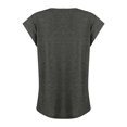 thumbnail image 5 of Femmes Tops Mode Solide Couleur Cap Manches V Cou Décontracté en Vrac Manches Courtes T-Shirt Top Armée Vert L, 5 of 5