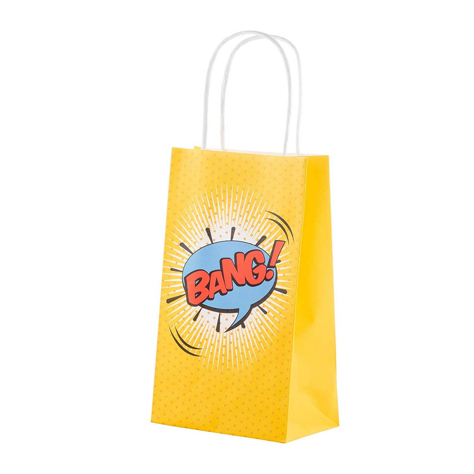 Superhero Comic Book Gift Bags â€“ 12Pack Kids Treat Bags with Handles