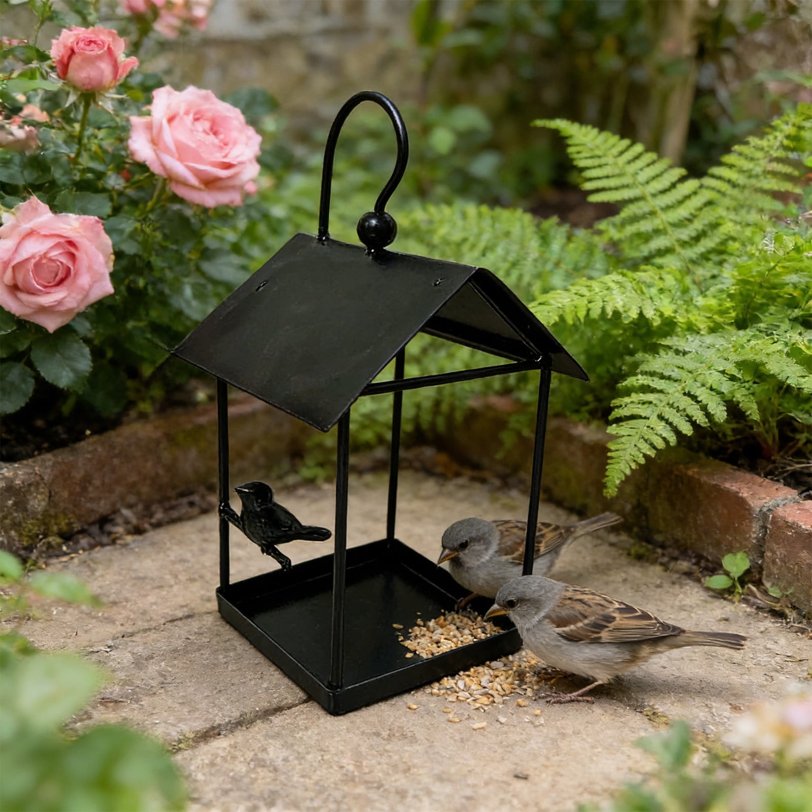 Metal Bird Feeder Hanging Tray – Rust Proof Iron Mesh Platform Tray for Small Birds, Outdoor Garden Decor with Drainage, Easy Clean Bird Feeding Station