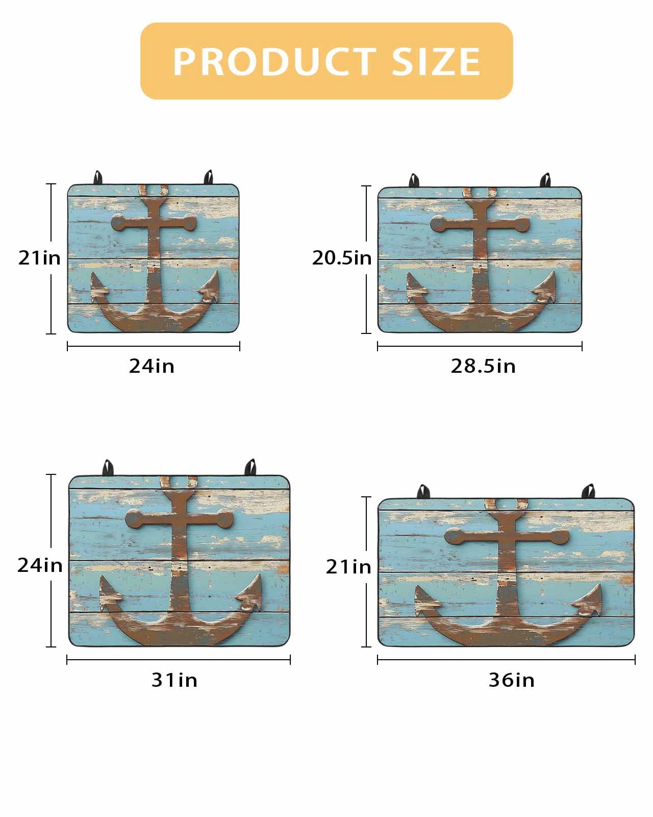 nqOlkjepod Large Induction Cooktop Protector Mat 24"x21", Vintage Brown Anchor Stove Top Covers for Electric Stove, Nautical Farmhouse Blue Wooden Stove Burner Cover Mats, Glass Top Stove Cover