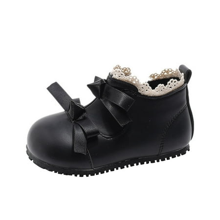 NOKIO Clearence Toddler Little Girls Leather Mary Jane Dress Shoes Lace Bowtie Ballet Flats Wedding Party Princess Shoes First Walkers Flexible Sole Toddler Girls Formal Occasion