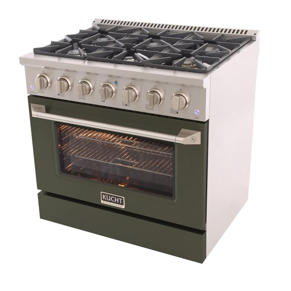 Pemberly Row 36" 5.2 cu. ft. Propane Gas Range w/ Convection Oven in Olive Green
