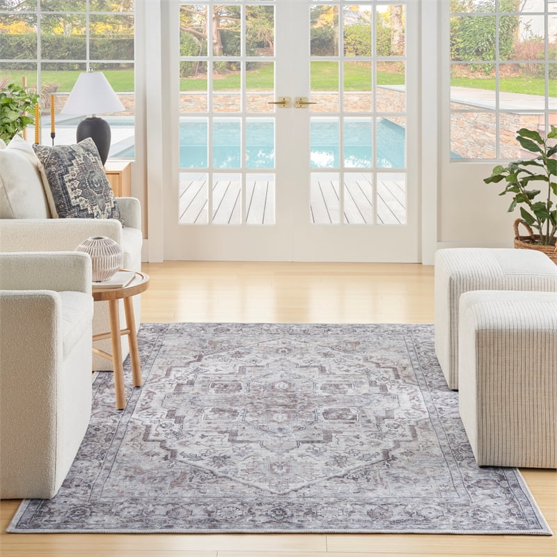 Nourison Home Machine Washable Series 1 Persian Ivory Beige 4' x 6' Area Rug (4x6)