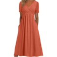 thumbnail image 1 of Robes de Printemps pour Femmes Décontractées Manches 3/4 Longue Robe Évasée Basique Plage Vacances Travail Maxi Robe 2025, 1 of 5