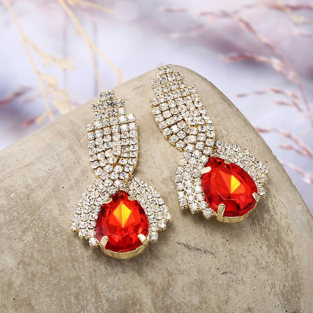 Pendientes de gota de agua chapados en oro con microincrustaciones de cristal para mujer personalizados de tendencia de moda de estilo coreano