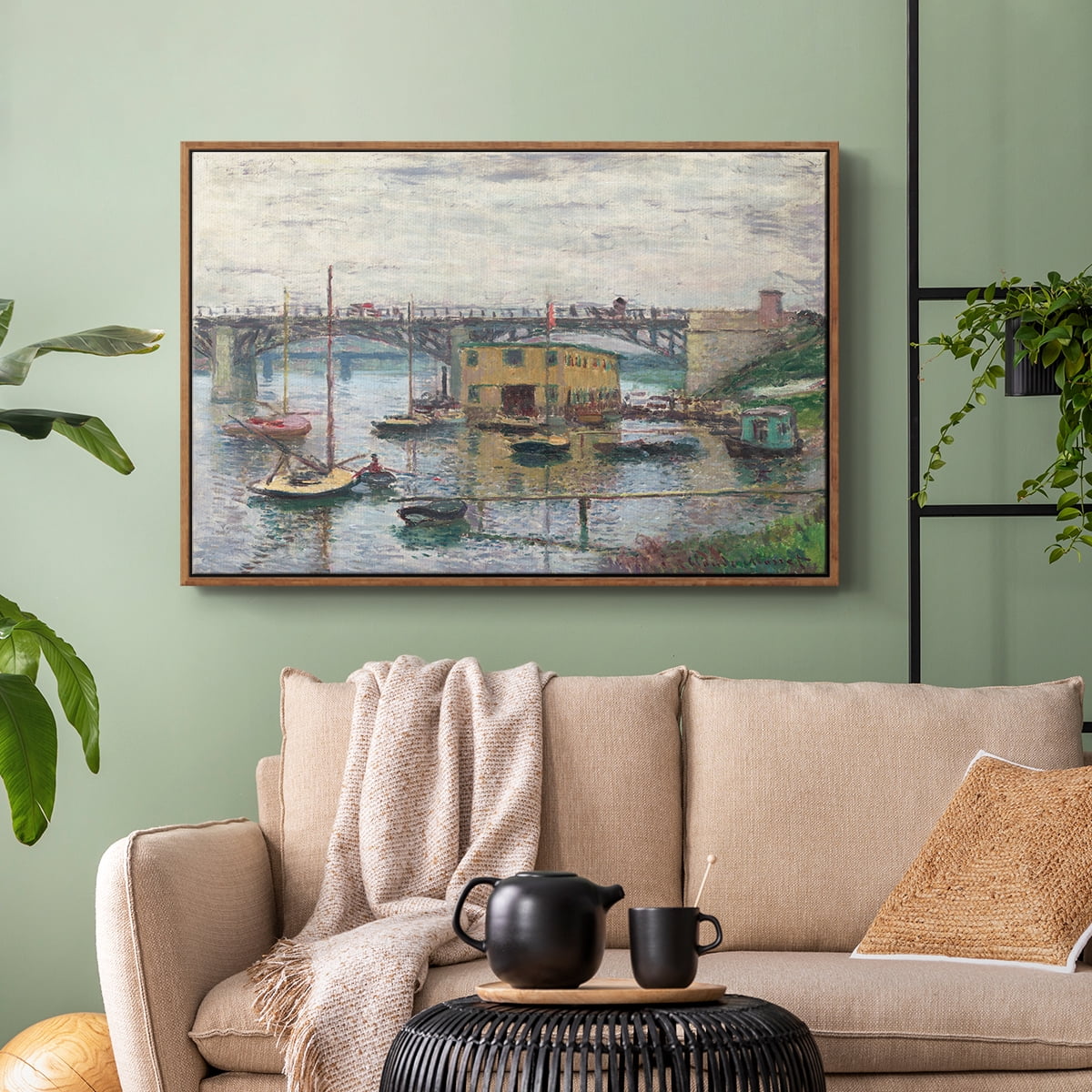 Vintage Landscape-CLV By Wexford Home Framed in Walnut Wood Gallery Wrapped Canvas 25 in. x 37 in.