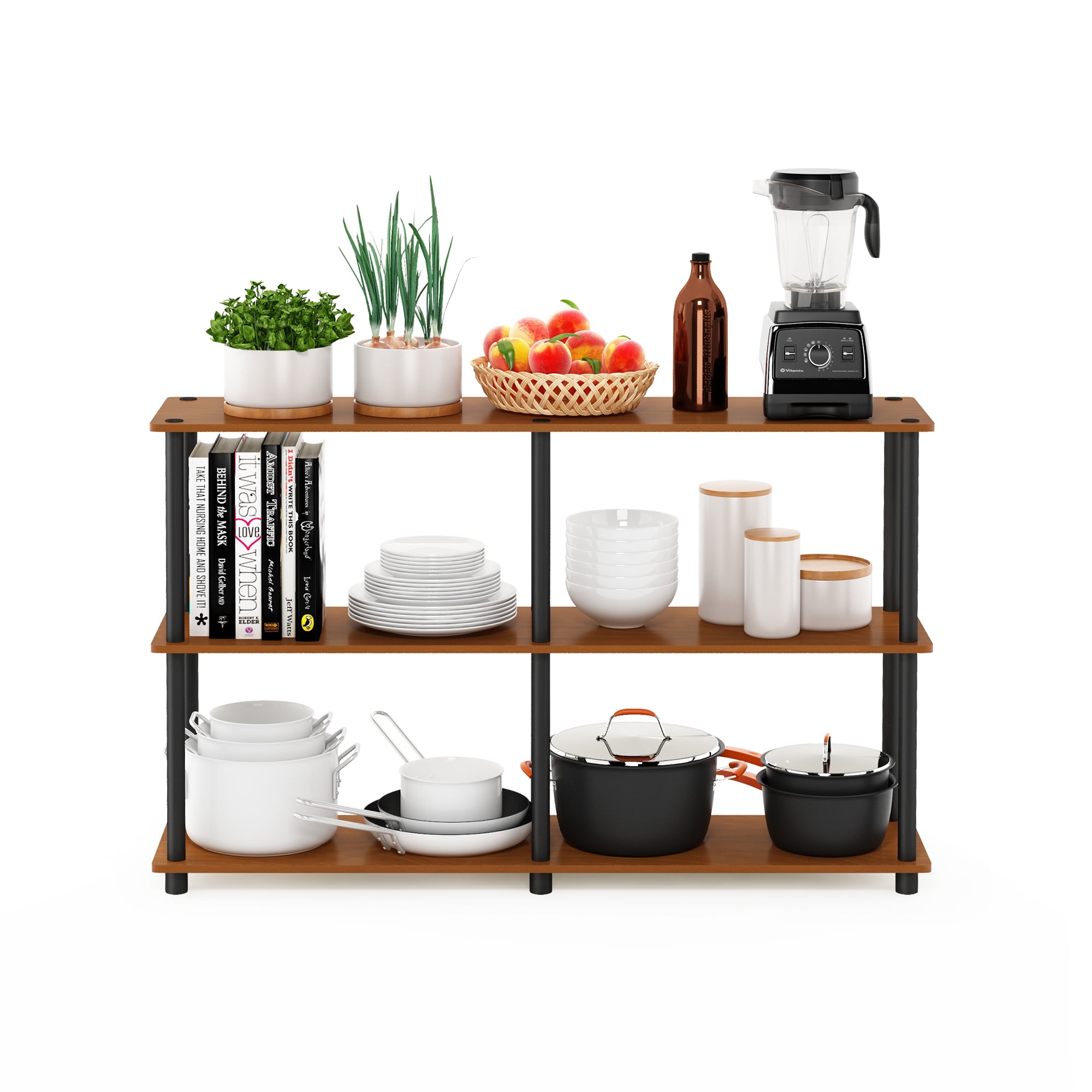 Furinno Turn-N-Tube 3-Tier Storage Display Rack Bookcases, Wood Light Cherry, 11.6" x 47.2" x 29.5"