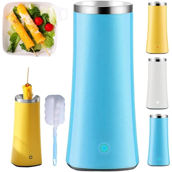 Egg Tube Cooker, Electric Vertical Egg Roll Maker, Automatic Omelette & Sausage Roll Machine with Non-Stick Coating, Fast Cooking, Compact Breakfast Cooker for Home (Blue)
