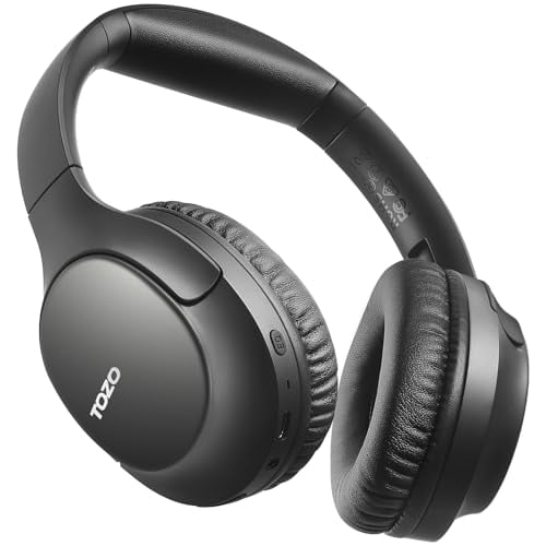 TOZO Auriculares Bluetooth 5.4, micrófono con cancelación de ruido de llamada ENC, auriculares inalámbricos plegables, reproducción de 70 horas, sonido estéreo de graves profundos, ecualizador persona