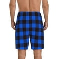 thumbnail image 3 of Kdxio Buffalo Plaid Blue Black Print Mens Sleep Shorts Bottoms Soft Comfy Pajama Wear Pants with Drawstring Pockets, 3 of 7