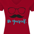 thumbnail image 4 of Inktastic Be Yourself, Glasses, Mustache - Black Blue Women's V-Neck T-Shirt, 4 of 5
