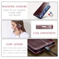 thumbnail image 5 of SaniMore for iPhone 15 Plus (6.7" 2023) Case, PU Leather Auto-magnet Full Protection Flip Kickstand Card & Cash Slots, Retro Shockproof Anti-fall Wallet Business Shell, Winered, 5 of 9