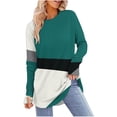 thumbnail image 2 of Plus Size Mingw Womens M Basic Long Sleeve T Shirts Comfort Soft Loose Fit Block Colored Tees Baggy Blouses Pullover Cotton Clothes, 2 of 5