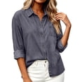 thumbnail image 6 of Vynhevius Women's Denim Shirt Jacket Lapel Long Sleeve Button‑Front Outerwear With Pockets, 6 of 9