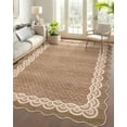 thumbnail image 3 of 5x7ft Washable Scalloped Rug,Modern Geometric Low Pile Carpet Stain Resistant Non-Slip, Faux Wool Feel Throw Rug for Living Room Bedroom Office Entryway, 3 of 9