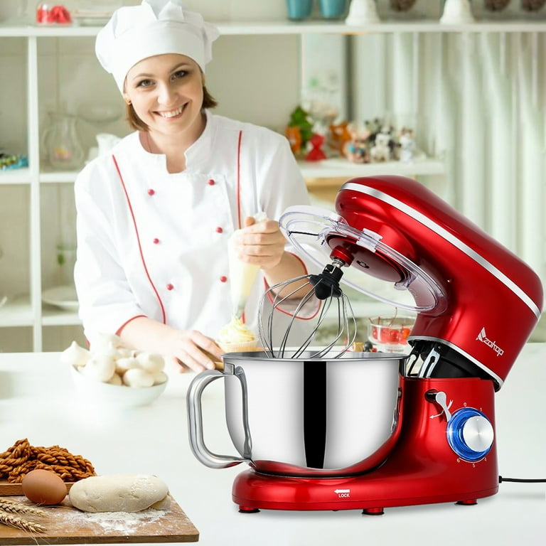 GEFT Stand Mixer, 6 QT 600W Tilt-Head Dough Mixer, 6+P speed Mixers Kitchen  Electric Stand Mixer with Stainless Steel Bowl, Dishwasher-Safe Dough