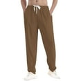 thumbnail image 2 of YUGYXL Stretch Waist Drawstring Sweatpants for Men Summer Wide Leg Straight Pants with Pockets Lounge Pants Brown XXXL, 2 of 5