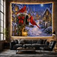 thumbnail image 6 of Cardinals on a Lantern in a Snowy Village, Cozy Vintage Style for Festive Decor Lovers, Festive Wall Art, Christmas Gift, Tapestry Wall Hanging for Living Room and Entryway, 6 of 7