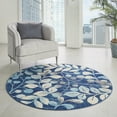 thumbnail image 5 of Serene Contemporary Botanical Navy 5'3" x ROUND Area Rug, (5' Round), 5 of 7