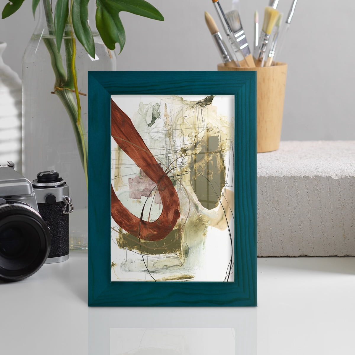 Rusted Loops I - Framed Print w/glass - Ocean Blue