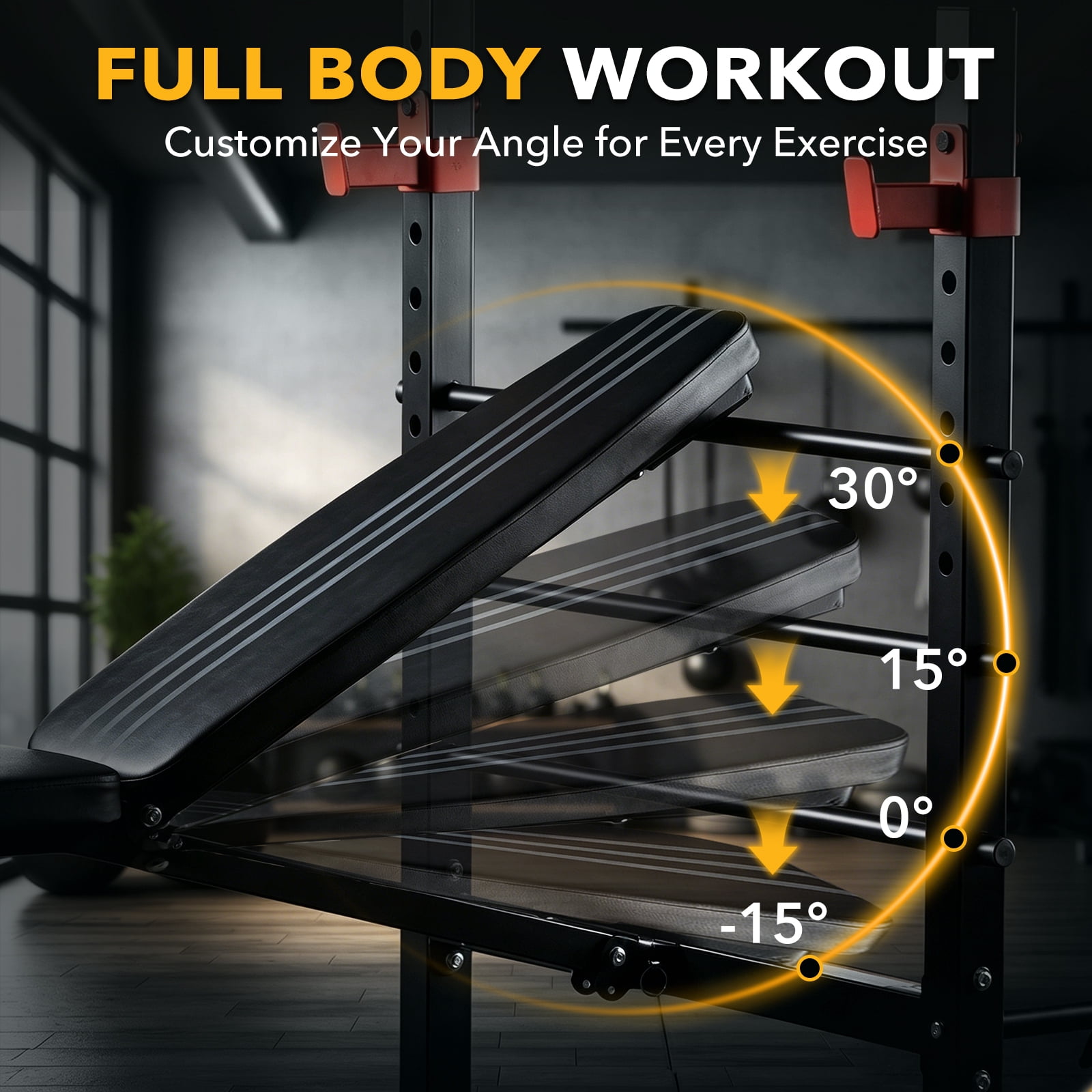CONCETTA Adjustable Weight Bench Set, Foldable Bench Press with Leg Developer, 650 LBS Heavy-Duty Space Saving Workout Set for Small Apartments Strength Training, Black