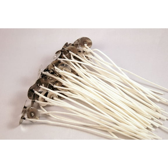 Jess Mae LX Candle Wicks - 50 ct - 6 Inches - Custom Assemblies (Pre-Waxed with Sustainer Tabs) - for DIY Candle Making Supplies - Made in USA - Hand Counted by US Veteran(LX-10)