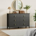 thumbnail image 6 of Juiluna Fluted Dresser for Bedroom, 47.2 Inch Wide 6-Drawer Wood Dresser, Modern Chest of Drawers, Storage Organizer Cabinet for Living Room, Hallway, Entryway, Black, 6 of 8