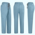 thumbnail image 4 of 2 Pcs Scrubs Sets for Women Stretch Wide Leg Pants & V-Neck Short Sleeve Tops Plus Size Medical Scrub Sets Sky Blue 2XL, 4 of 7