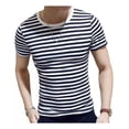 thumbnail image 1 of Tops Casuales A Rayas Elegantes De Manga Corta Para Hombre, 1 of 4