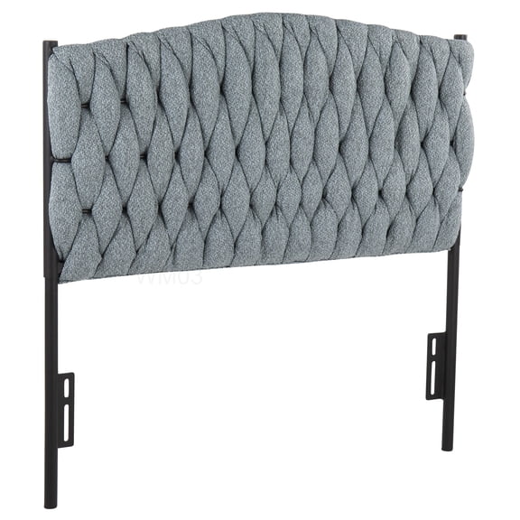Blue Braided Upholstered Headboard for Twin Bed, Tufted Fabric Headboard with Metal Frame, Easy Assembly for Modern Bedroom
