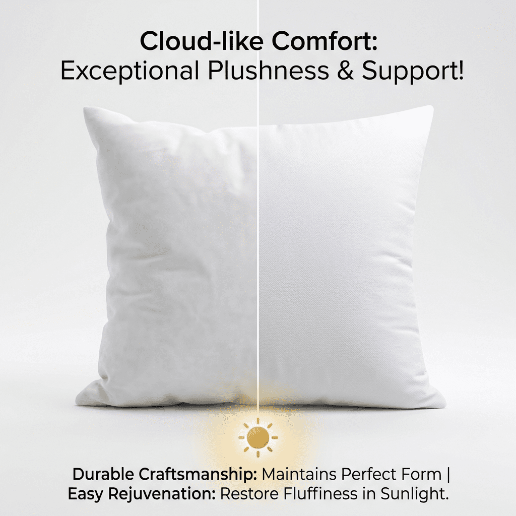 Phantoscope Hypoallergenic 16x16 Pillow Inserts 2 Pack, Plump Square Cushion Pair for Sofa Bedroom