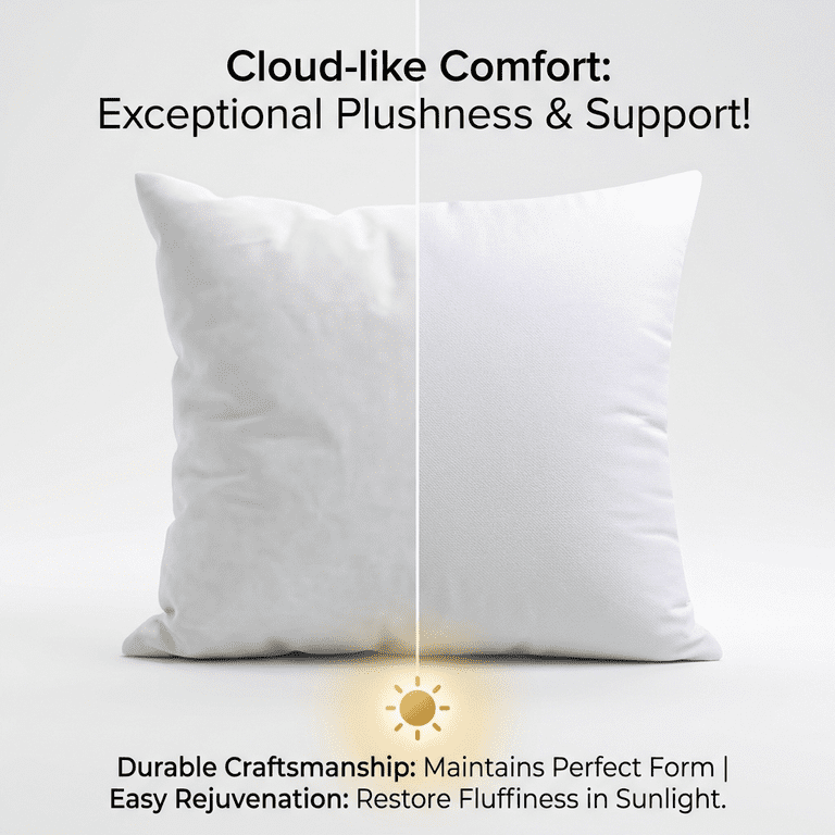 Hypoallergenic Square Pillow Inserts 18x18 Inch, Pack of 2 photo 2